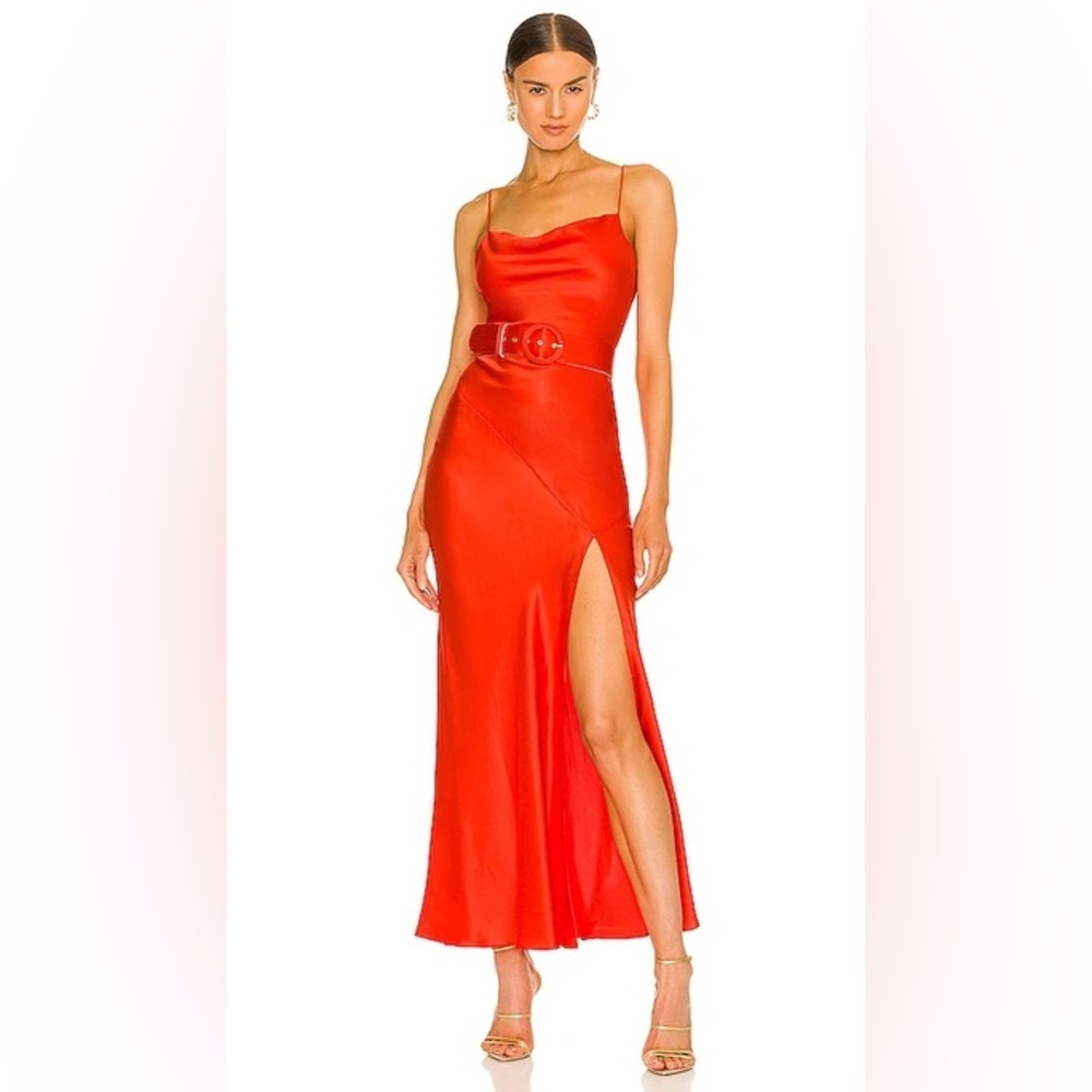 Nicholas Simone Draped Belted Silk Gown